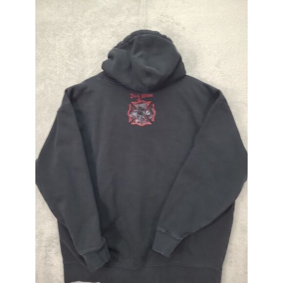 Y2K Black Helmet Mens Hooded Sweatshirt Sz XL Firefighter - Picture 9 of 11